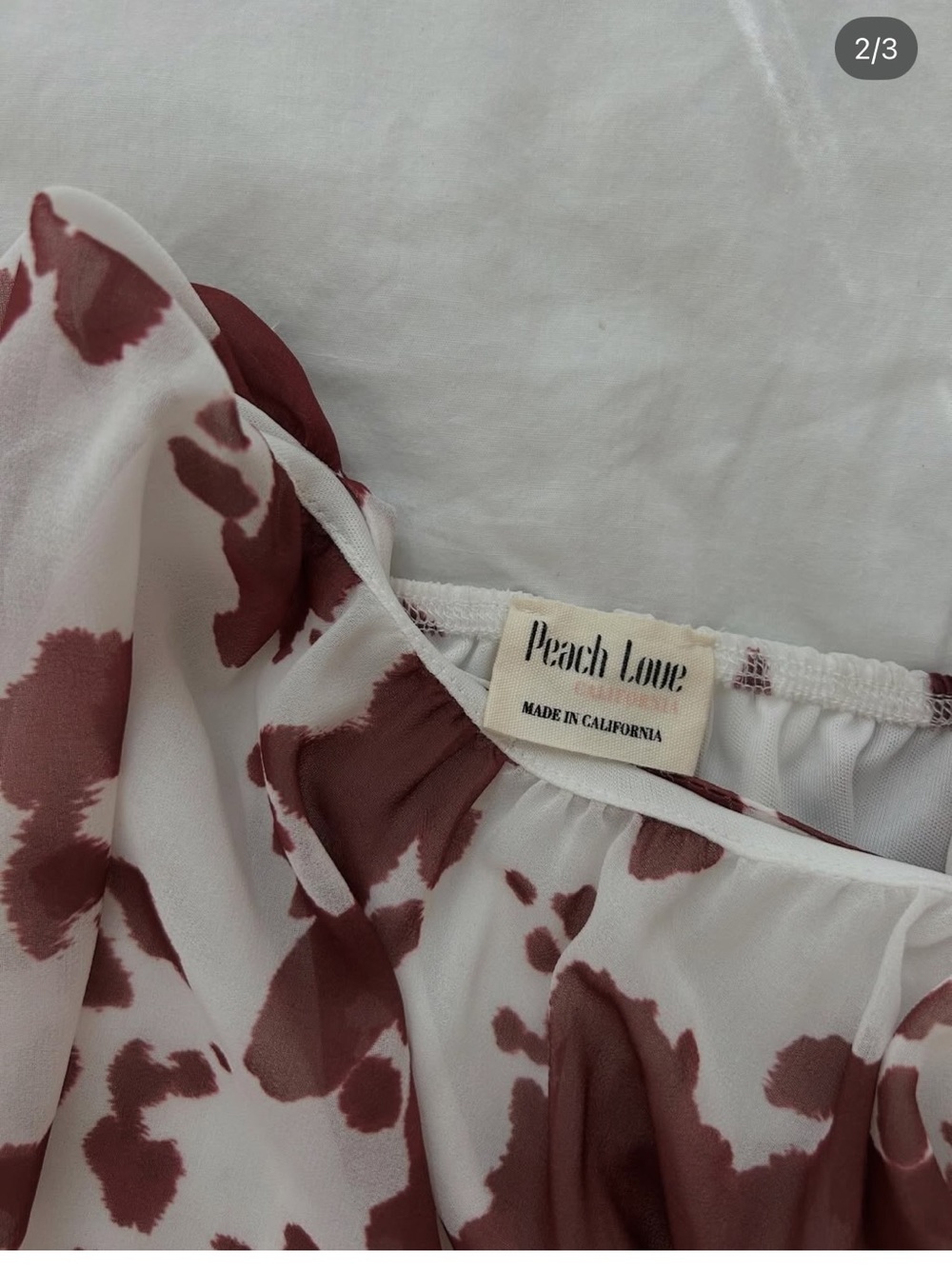 Pink Moon Cow Print Slip Dress - White & Brown - Picture 2 of 3